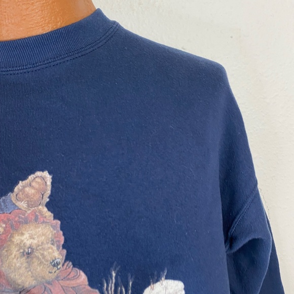 Fruit of the Loom Navy Sweatshirt with Bear Design - Picture 3 of 10
